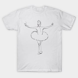 Ballerina in Tutu - Line Art Ballet Dancer T-Shirt